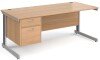 Gentoo Rectangular Desk with Cable Managed Legs and 2 Drawer Fixed Pedestal - 1800mm x 800mm - Beech