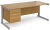 Gentoo Rectangular Desk with Cable Managed Legs and 2 Drawer Fixed Pedestal - 1800mm x 800mm - Oak