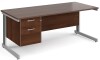 Gentoo Rectangular Desk with Cable Managed Legs and 2 Drawer Fixed Pedestal - 1800mm x 800mm - Walnut