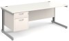 Gentoo Rectangular Desk with Cable Managed Legs and 2 Drawer Fixed Pedestal - 1800mm x 800mm - White