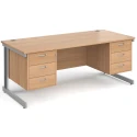 Gentoo Rectangular Desk with Cable Managed Legs, 3 and 3 Drawer Fixed Pedestals - 1800mm x 800mm