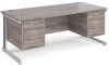 Gentoo Rectangular Desk with Cable Managed Legs, 3 and 3 Drawer Fixed Pedestals - 1800mm x 800mm - Grey Oak