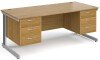 Gentoo Rectangular Desk with Cable Managed Legs, 3 and 3 Drawer Fixed Pedestals - 1800mm x 800mm - Oak