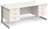 Gentoo Rectangular Desk with Cable Managed Legs, 3 and 3 Drawer Fixed Pedestals - 1800mm x 800mm - White