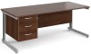 Gentoo Rectangular Desk with Cable Managed Legs and 3 Drawer Fixed Pedestal - 1800mm x 800mm - Walnut