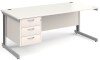 Gentoo Rectangular Desk with Cable Managed Legs and 3 Drawer Fixed Pedestal - 1800mm x 800mm - White