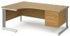 Gentoo Corner Desk with 2 Drawer Pedestal and Cable Managed Leg 1800 x 1200mm - Oak