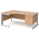 Gentoo Corner Desk with 3 Drawer Pedestal and Cable Managed Leg 1800 x 1200mm