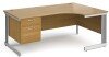 Gentoo Corner Desk with 2 Drawer Pedestal and Cable Managed Leg 1800 x 1200mm - Oak