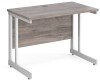 Gentoo Rectangular Desk with Twin Cantilever Legs - 1000mm x 600mm - Grey Oak