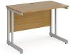Gentoo Rectangular Desk with Twin Cantilever Legs - 1000mm x 600mm - Oak