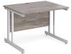 Gentoo Rectangular Desk with Twin Cantilever Legs - 1000mm x 800mm - Grey Oak