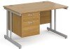 Gentoo Rectangular Desk with Twin Cantilever Legs and 2 Drawer Fixed Pedestal - 1200 x 800mm - Oak
