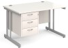 Gentoo Rectangular Desk with Twin Cantilever Legs and 3 Drawer Fixed Pedestal - 1200 x 800mm - White