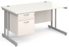 Gentoo Rectangular Desk with Twin Cantilever Legs and 2 Drawer Fixed Pedestal - 1400 x 800mm - White