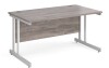 Gentoo Rectangular Desk with Twin Cantilever Legs - 1400mm x 800mm - Grey Oak