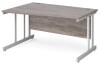 Gentoo Wave Desk with Double Upright Leg 1400 x 990mm - Grey Oak