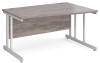 Gentoo Wave Desk with Double Upright Leg 1400 x 990mm - Grey Oak