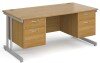 Gentoo Rectangular Desk with Twin Cantilever Legs, 2 and 2 Drawer Fixed Pedestals - 1600 x 800mm - Oak
