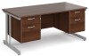 Gentoo Rectangular Desk with Twin Cantilever Legs, 2 and 2 Drawer Fixed Pedestals - 1600 x 800mm - Walnut
