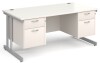 Gentoo Rectangular Desk with Twin Cantilever Legs, 2 and 2 Drawer Fixed Pedestals - 1600 x 800mm - White