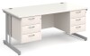 Gentoo Rectangular Desk with Twin Cantilever Legs, 3 and 3 Drawer Fixed Pedestals - 1600 x 800mm - White
