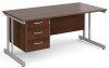 Gentoo Rectangular Desk with Twin Cantilever Legs and 3 Drawer Fixed Pedestal - 1600 x 800mm - Oak