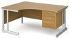 Gentoo Corner Desk with 2 Drawer Pedestal and Double Upright Leg 1600 x 1200mm - Oak