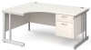 Gentoo Corner Desk with 2 Drawer Pedestal and Double Upright Leg 1600 x 1200mm - White