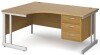 Gentoo Corner Desk with 3 Drawer Pedestal and Double Upright Leg 1600 x 1200mm - Oak