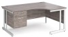 Gentoo Corner Desk with 2 Drawer Pedestal and Double Upright Leg 1600 x 1200mm - Grey Oak