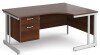 Gentoo Corner Desk with 2 Drawer Pedestal and Double Upright Leg 1600 x 1200mm - Walnut
