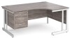 Gentoo Corner Desk with 3 Drawer Pedestal and Double Upright Leg 1600 x 1200mm - Grey Oak
