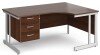 Gentoo Corner Desk with 3 Drawer Pedestal and Double Upright Leg 1600 x 1200mm - Walnut