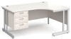Gentoo Corner Desk with 3 Drawer Pedestal and Double Upright Leg 1600 x 1200mm - White