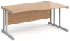 Gentoo Wave Desk with Double Upright Leg 1600 x 990mm - Beech