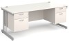 Gentoo Rectangular Desk with Twin Cantilever Legs, 2 and 2 Drawer Fixed Pedestals - 1800 x 800mm - White