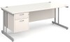 Gentoo Rectangular Desk with Twin Cantilever Legs and 2 Drawer Fixed Pedestal - 1800 x 800mm - White