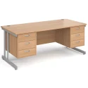 Gentoo Rectangular Desk with Twin Cantilever Legs, 3 and 3 Drawer Fixed Pedestals - 1800 x 800mm