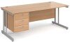 Gentoo Rectangular Desk with Twin Cantilever Legs and 3 Drawer Fixed Pedestal - 1800 x 800mm - Beech