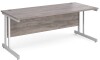 Gentoo Rectangular Desk with Twin Cantilever Legs - 1800mm x 800mm - Grey Oak