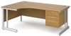 Gentoo Corner Desk with 2 Drawer Pedestal and Double Upright Leg 1800 x 1200mm - Oak