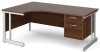 Gentoo Corner Desk with 2 Drawer Pedestal and Double Upright Leg 1800 x 1200mm - Walnut