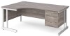 Gentoo Corner Desk with 3 Drawer Pedestal and Double Upright Leg 1800 x 1200mm - Grey Oak