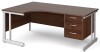 Gentoo Corner Desk with 3 Drawer Pedestal and Double Upright Leg 1800 x 1200mm - Walnut