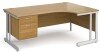 Gentoo Corner Desk with 2 Drawer Pedestal and Double Upright Leg 1800 x 1200mm - Oak