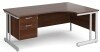 Gentoo Corner Desk with 2 Drawer Pedestal and Double Upright Leg 1800 x 1200mm - Walnut
