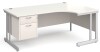 Gentoo Corner Desk with 2 Drawer Pedestal and Double Upright Leg 1800 x 1200mm - White