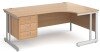 Gentoo Corner Desk with 3 Drawer Pedestal and Double Upright Leg 1800 x 1200mm - Beech