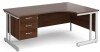 Gentoo Corner Desk with 3 Drawer Pedestal and Double Upright Leg 1800 x 1200mm - Walnut